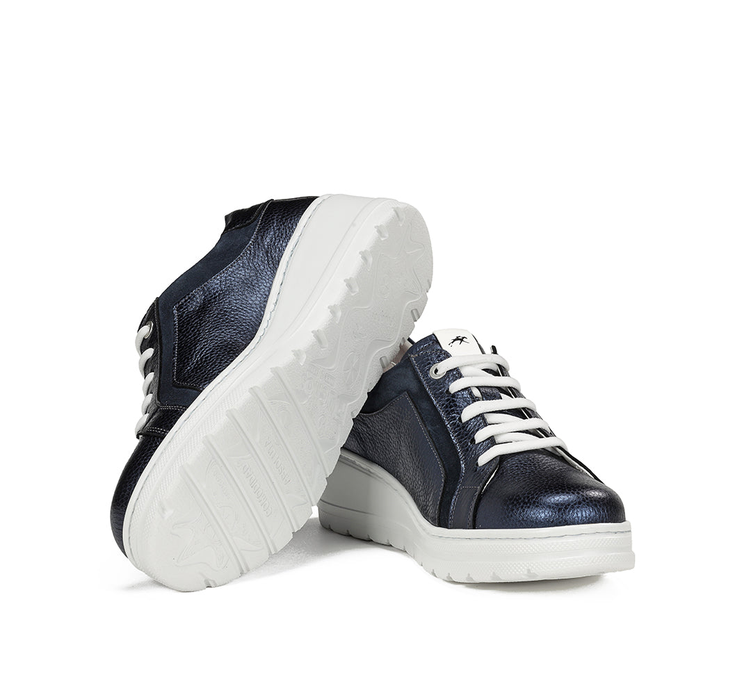 Fluchos F1997 Navy Lace Shoes with White Sole & Side Studs