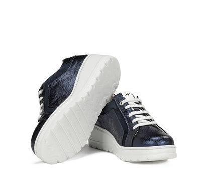 Fluchos F1997 Navy Lace Shoes with White Sole & Side Studs