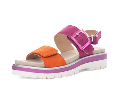 Ara 12-21003 18 Malaga-S Pink & Orange Velcro G Fit Sandals with Slingback Strap