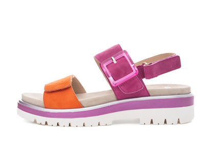 Ara 12-21003 18 Malaga-S Pink & Orange Velcro G Fit Sandals with Slingback Strap