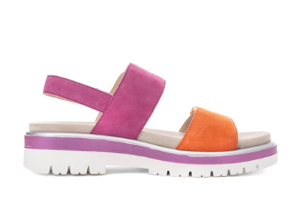 Ara 12-21003 18 Malaga-S Pink & Orange Velcro G Fit Sandals with Slingback Strap