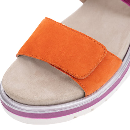 Ara 12-21003 18 Malaga-S Pink & Orange Velcro G Fit Sandals with Slingback Strap