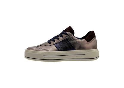 Ara 12-23012 05 Canberra 3.0 H Fit Bronze & Navy Metallic Sneakers with Plum Heel