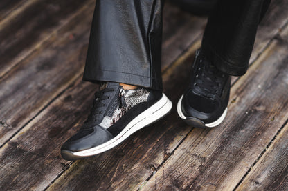 Ara 12-24826 01 Osaka 2.0 Black Suede & Foil H Fit Sneakers