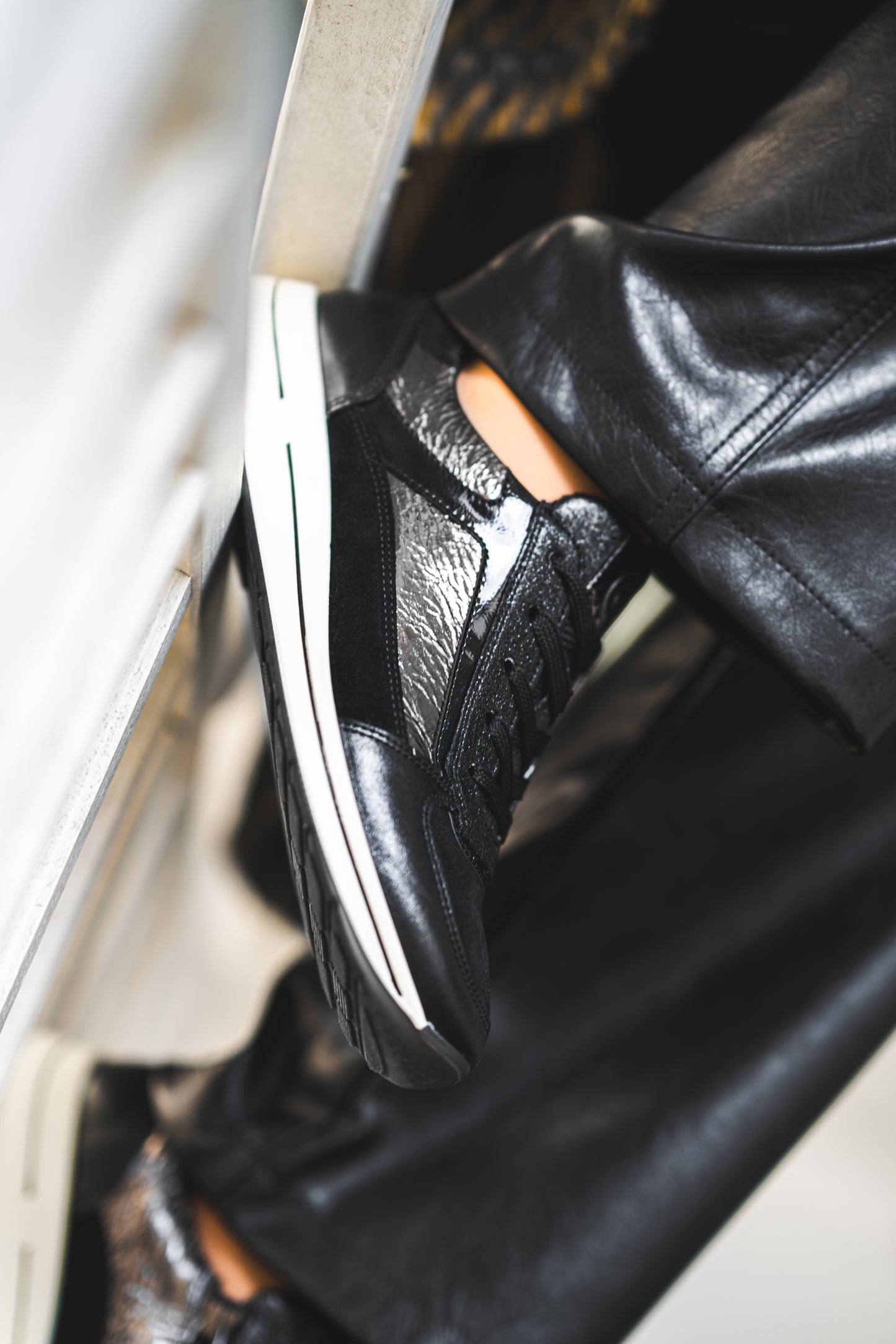 Ara 12-24826 01 Osaka 2.0 Black Suede & Foil H Fit Sneakers