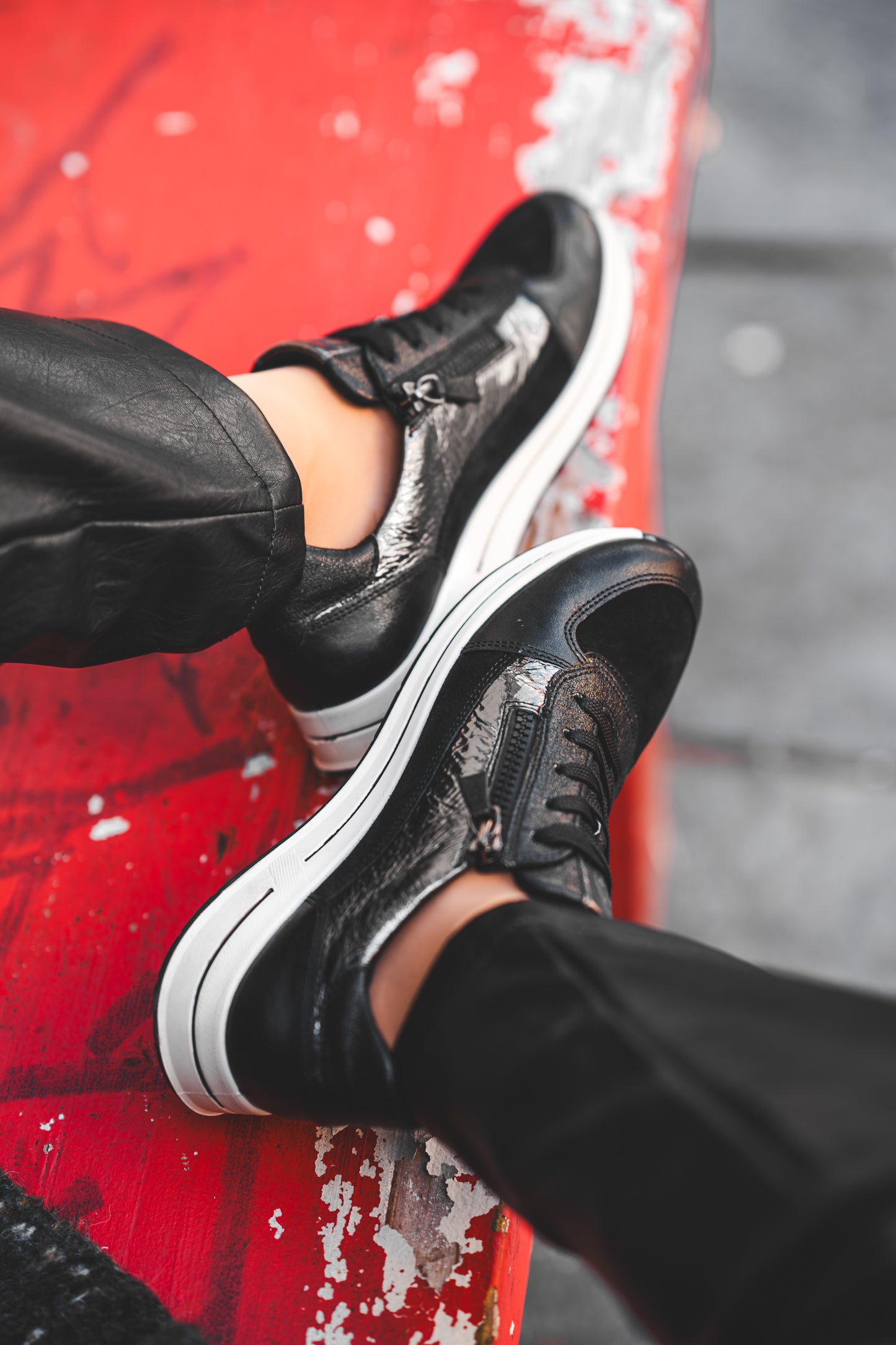 Ara 12-24826 01 Osaka 2.0 Black Suede & Foil H Fit Sneakers