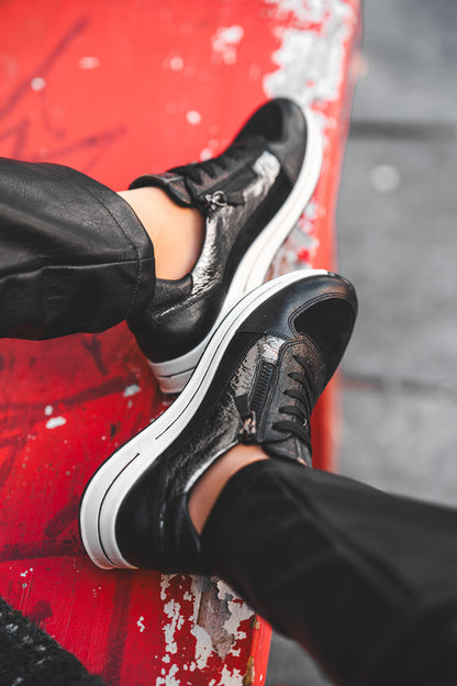 Ara 12-24826 01 Osaka 2.0 Black Suede & Foil H Fit Sneakers