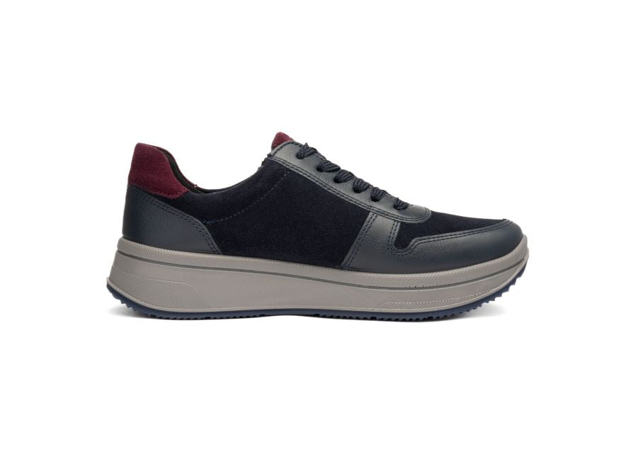 Ara 12-27540 22 Sapporo 3.0 Navy Blue & Merlot Red H Fit Sneakers with Zip
