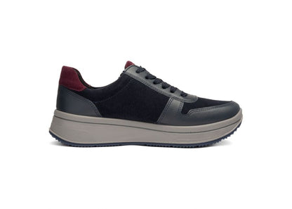 Ara 12-27540 22 Sapporo 3.0 Navy Blue & Merlot Red H Fit Sneakers with Zip