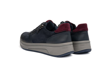 Ara 12-27540 22 Sapporo 3.0 Navy Blue & Merlot Red H Fit Sneakers with Zip