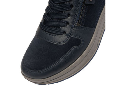 Ara 12-27540 22 Sapporo 3.0 Navy Blue & Merlot Red H Fit Sneakers with Zip