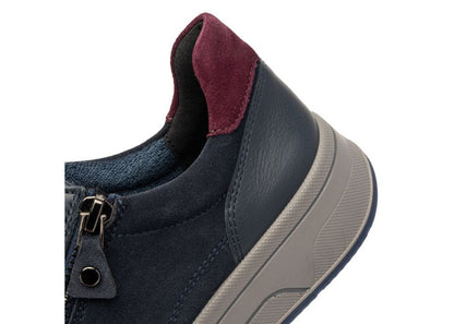 Ara 12-27540 22 Sapporo 3.0 Navy Blue & Merlot Red H Fit Sneakers with Zip