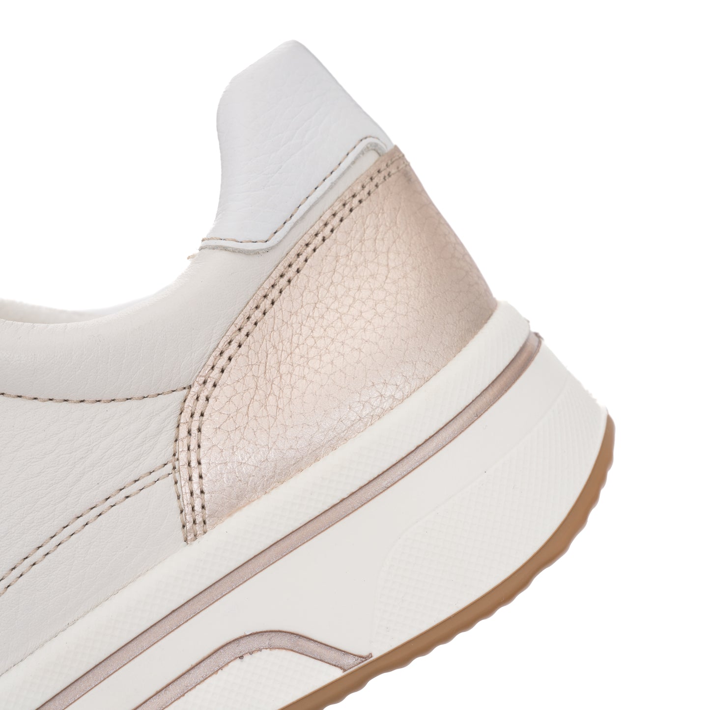Ara 12-27540 07 Sapporo 3.0 Cream, Gold & White H Fit Sneakers with Zip