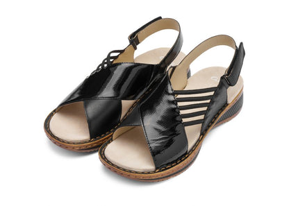 Ara 12-29012 01 Hawaii 2.0 G Fit Black Patent Sandals