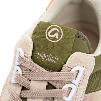 Ara 12-29702 14 Malibu Kiwi Green, Beige & Orange H Fit Sneakers