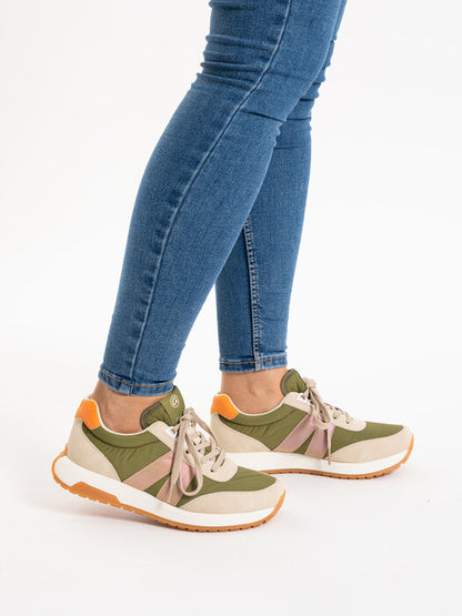 Ara 12-29702 14 Malibu Kiwi Green, Beige & Orange H Fit Sneakers