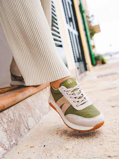 Ara 12-29702 14 Malibu Kiwi Green, Beige & Orange H Fit Sneakers