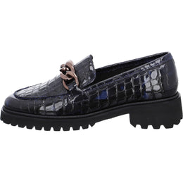 Ara 12-31209 14 Kent F Fit Midnight Navy Blue Patent Slip on Loafers with Chain