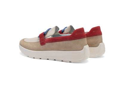 Ara 12-25122 08 New York H Fit Beige, Cream & Red Combi Slip On Loafers