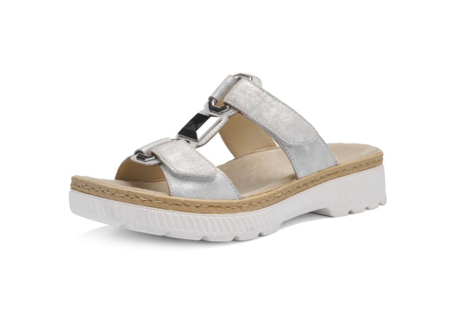 Ara 12-39103 10 Capri-S Dusty Grey Silver Slip On Mule with Velcro Straps
