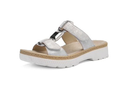 Ara 12-39103 10 Capri-S Dusty Grey Silver Slip On Mule with Velcro Straps