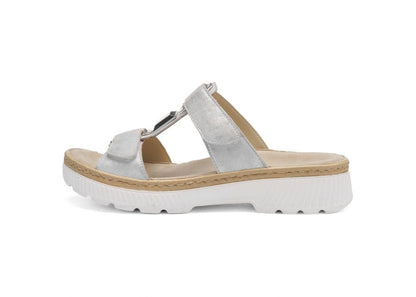 Ara 12-39103 10 Capri-S Dusty Grey Silver Slip On Mule with Velcro Straps