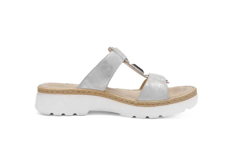 Ara 12-39103 10 Capri-S Dusty Grey Silver Slip On Mule with Velcro Straps