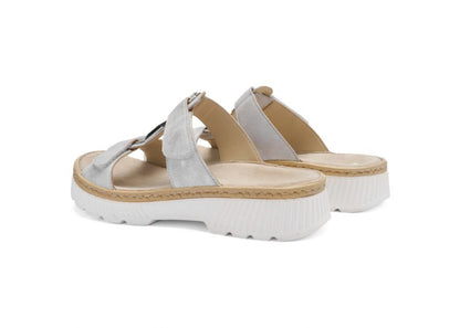 Ara 12-39103 10 Capri-S Dusty Grey Silver Slip On Mule with Velcro Straps