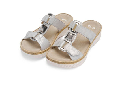 Ara 12-39103 10 Capri-S Dusty Grey Silver Slip On Mule with Velcro Straps