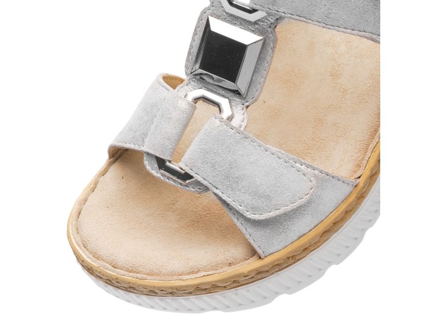 Ara 12-39103 10 Capri-S Dusty Grey Silver Slip On Mule with Velcro Straps
