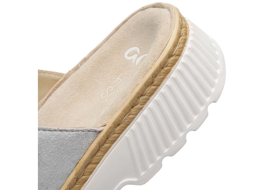 Ara 12-39103 10 Capri-S Dusty Grey Silver Slip On Mule with Velcro Straps