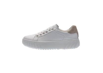 Ara 12-46523 04 Monaco H Fit White & Beige Back Sneakers