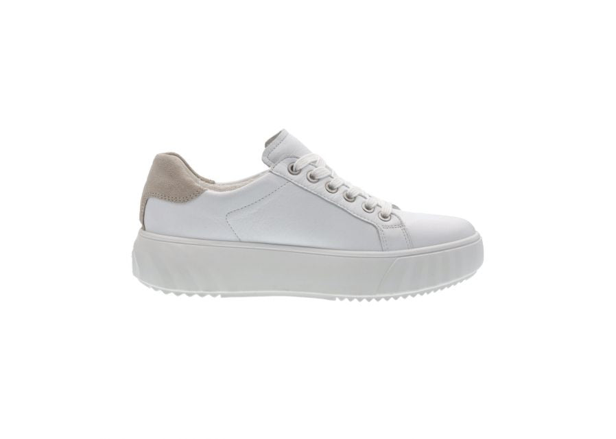 Ara 12-46523 04 Monaco H Fit White & Beige Back Sneakers