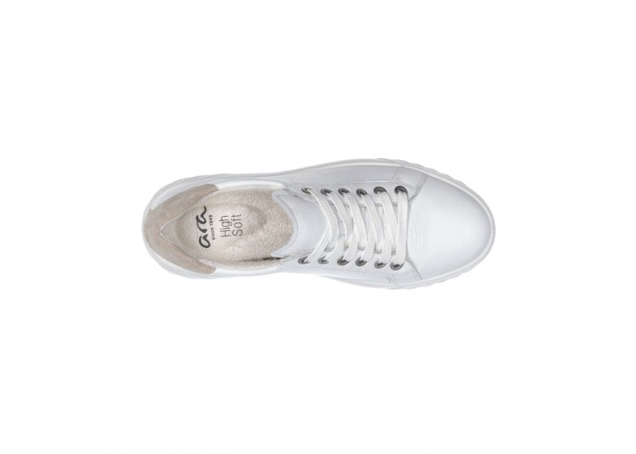 Ara 12-46523 04 Monaco H Fit White & Beige Back Sneakers