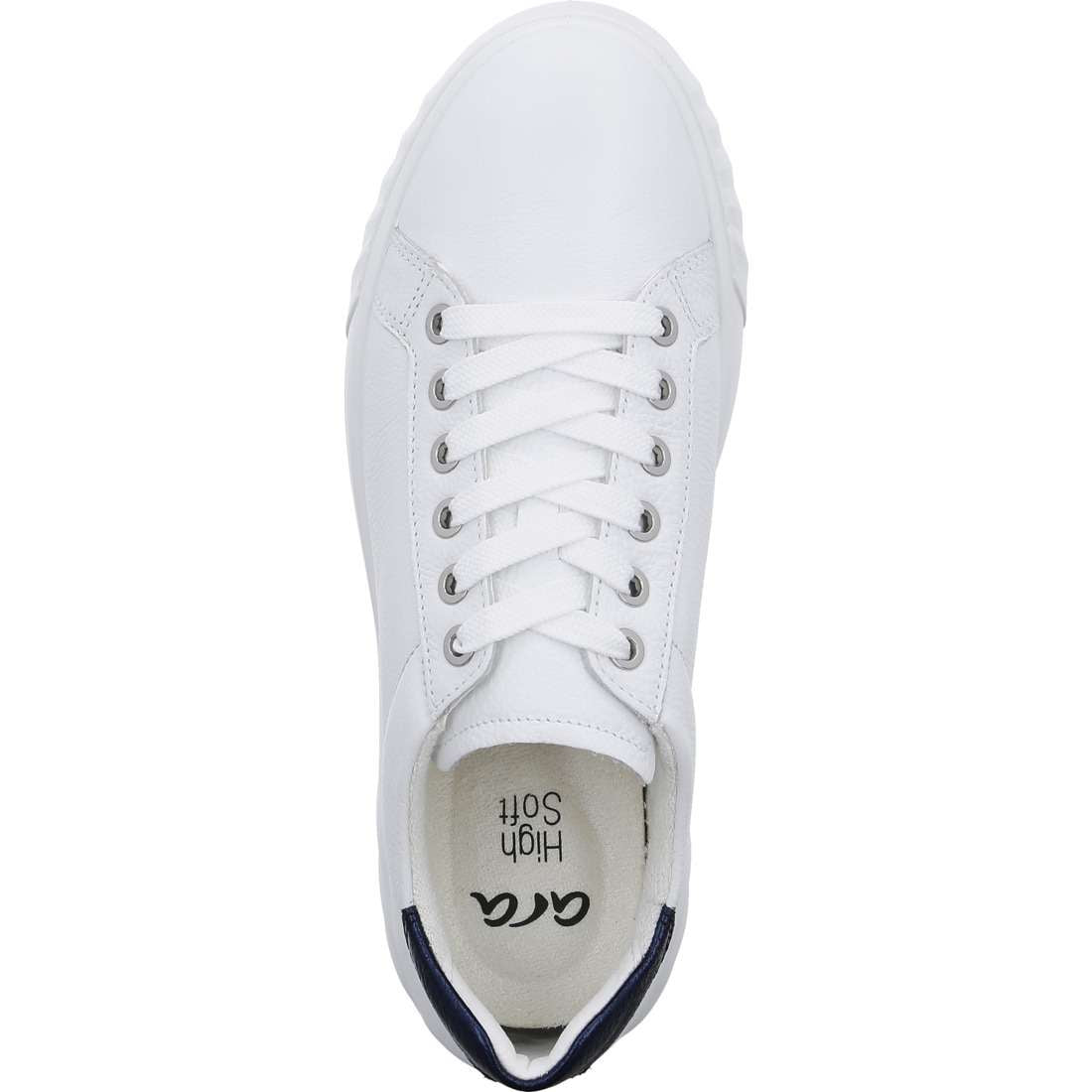 Ara 12-46523 05 Monaco White & Navy Heel H Extra Wide Fit Sneakers