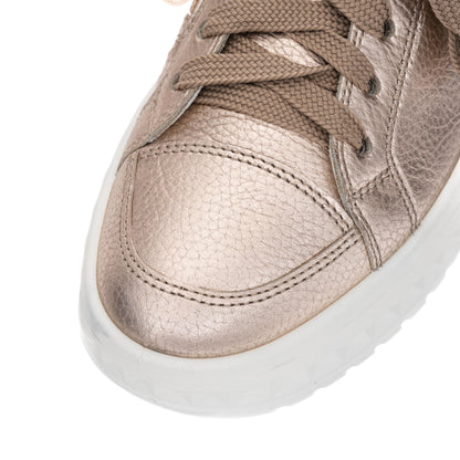 Ara 12-46703 08 Monaco 2.0 Champagne Metallic H Fit Sneakers with Leopard Heel