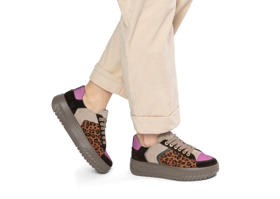 Ara 12-46711 19 Monaco 2.0 Brown Leopard Gold Combi H Fit Trainers