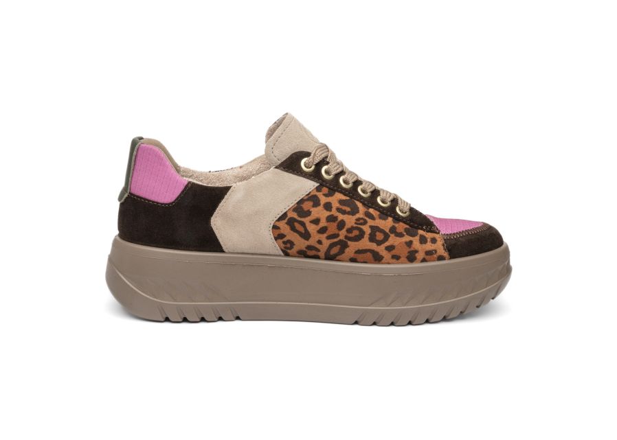Ara 12-46711 19 Monaco 2.0 Brown Leopard Gold Combi H Fit Trainers