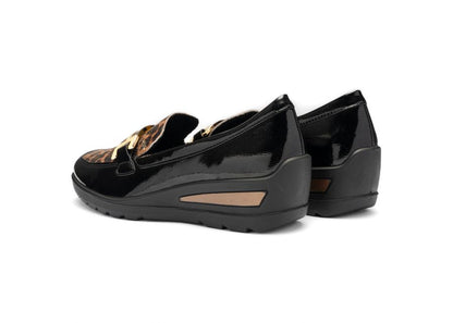 Ara 12-50609 11 Zurich 2.0 Black Patent & Leopard Print H Fit Slip On Loafers
