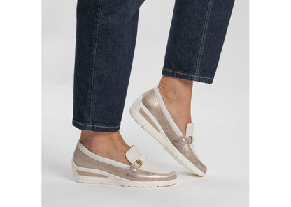 Ara 12-50630 05 Zurich 2.0 H Fit Cream & Beige Metallic Slip On Shoes