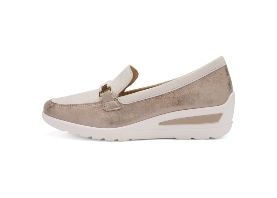 Ara 12-50630 05 Zurich 2.0 H Fit Cream & Beige Metallic Slip On Shoes