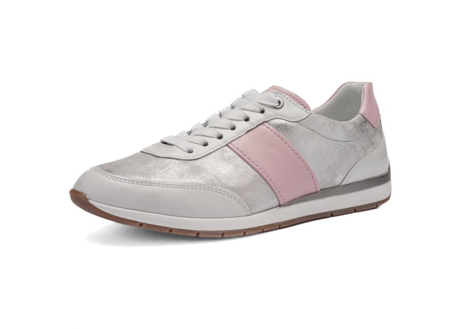 Ara 12-50904 04 Portofino G Fit Silver Metallic & Pink Trainers