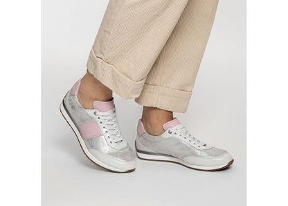 Ara 12-50904 04 Portofino G Fit Silver Metallic & Pink Trainers