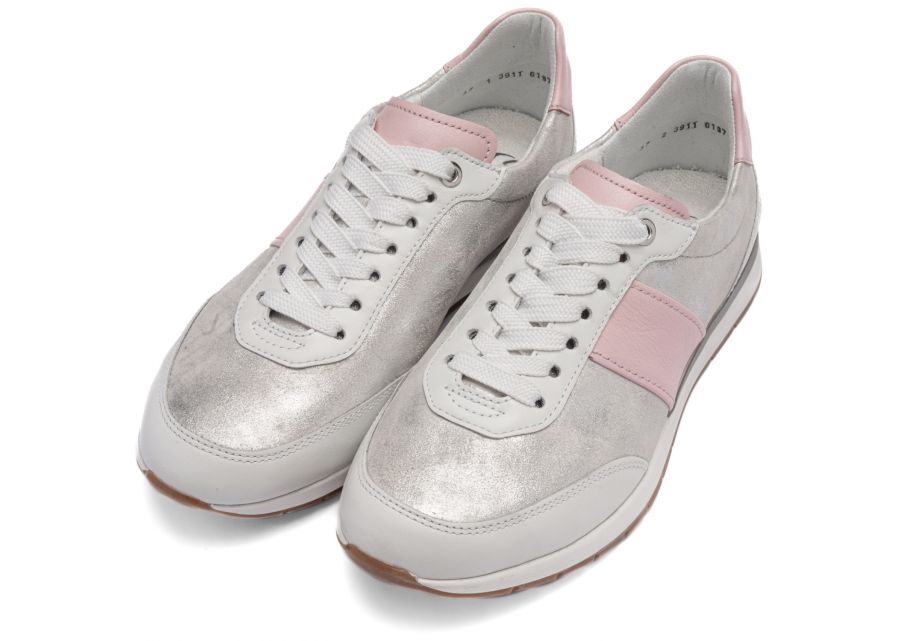 Ara 12-50904 04 Portofino G Fit Silver Metallic & Pink Trainers
