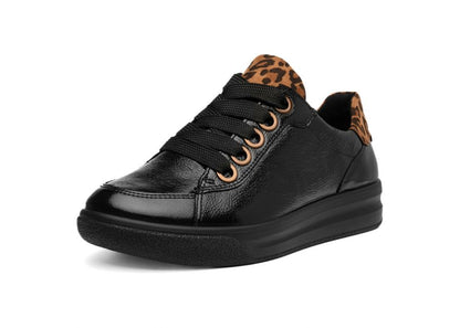 Ara 12-52002 11 Firenze Black Patent & Leopard Print K Fit Trainers