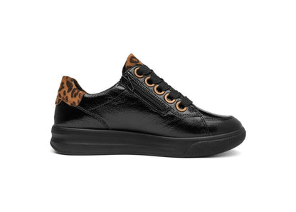 Ara 12-52002 11 Firenze Black Patent & Leopard Print K Fit Trainers