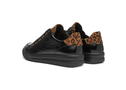 Ara 12-52002 11 Firenze Black Patent & Leopard Print K Fit Trainers