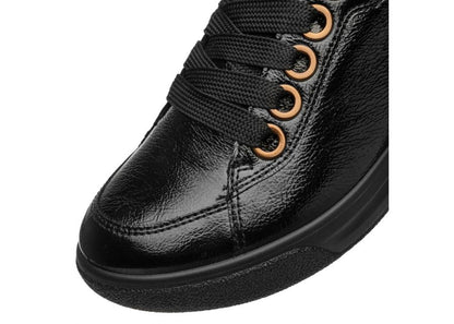 Ara 12-52002 11 Firenze Black Patent & Leopard Print K Fit Trainers