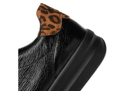Ara 12-52002 11 Firenze Black Patent & Leopard Print K Fit Trainers