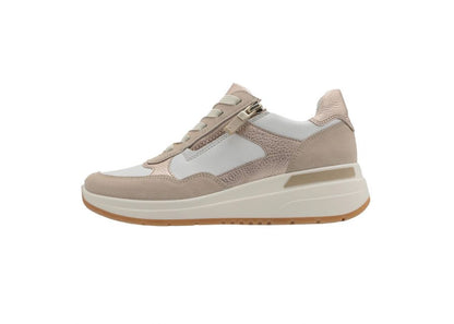 Ara 12-57702 25 Garda H Fit Beige, White & Gold Mix Sneakers with Zip